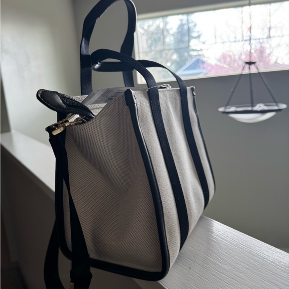 kate spade Cream Canvas Tote with Black Logo Straps - Picture 2 of 6